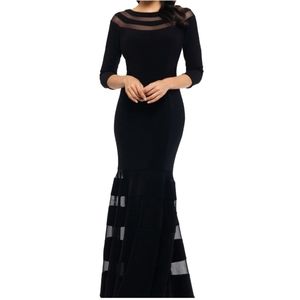 Illusion Striped Mermaid Gown